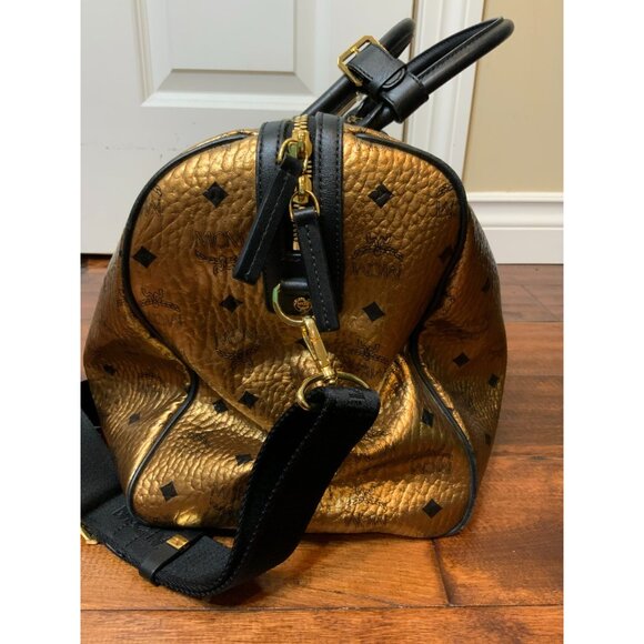 MCM Authentic Ottomar Weekender Bag Copper Gold Metallic Logo Monogram Unisex - Picture 8 of 12